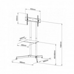 Techly Supporto a Pavimento con Mensola Trolley TV LCD/LED/Plasma 30-65" (ICA-TR6)