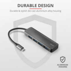 Trust 23328 hub di interfaccia USB 3.2 Gen 1 (3.1 Gen 1) Type-A 5000 Mbit/s Grigio