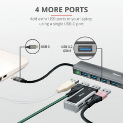Trust 23328 hub di interfaccia USB 3.2 Gen 1 (3.1 Gen 1) Type-A 5000 Mbit/s Grigio