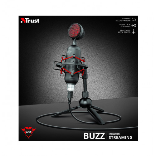 Trust GXT 244 Buzz Nero, Rosso Microfono per PC