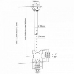Techly Supporto Telescopico a Soffitto fino a 1,6m per TV LED LCD 23-42" (ICA-CPLB 922L)