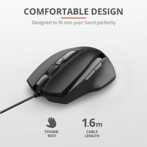 Trust Voca Comfort mouse USB tipo A Ottico 2400...
