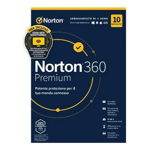NORTON 360 PREMIUM 75GB IT 1 USER 10 DEVICE...