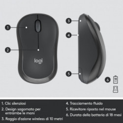Logitech MK295 Kit Mouse e Tastiera Wireless – Tecnologia SilentTouch, Tastierino Numerico, Tasti Scelta Rapida, Tracciamento