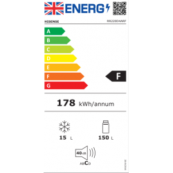 Hisense RR220D4ARF - Frigorifero Monoporta, 165 Litri, Classe F (A++), 51.9 x 128 x 51.3 cm