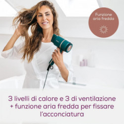 Beurer HC 35 Ocean Blue Asciugacapelli Compatto, Ioni e Display LED