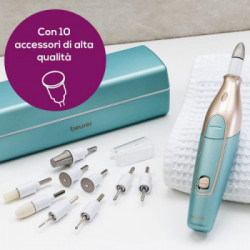 Beurer MP 84 - Set per Manicure e Pedicure a Batteriaa, 3 Velocità, 10 Accessori