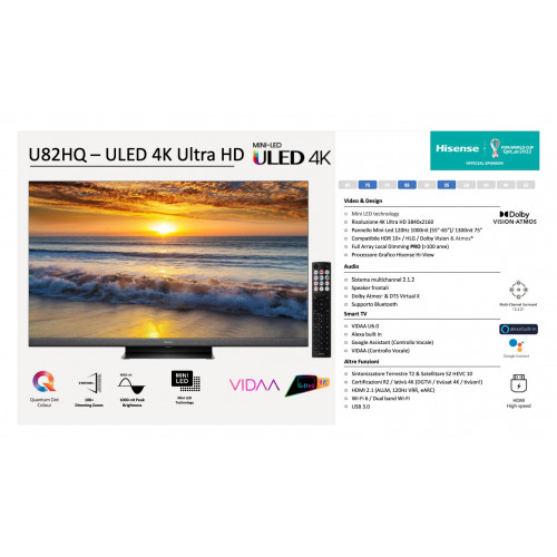 Hisense 55U82HQ - Smart TV 55 pollici mini-LED...