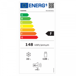 Hisense RR195D4DD1 - Frigorifero Monoporta, Libera installazione, 150 Litri, Classe F, Argento