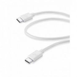 Cellularline USB Cable Medium - USB-C||USB-C Cavo da USB-C a USB-C per la ricarica e sincronizzazione dati Bianco