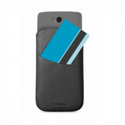 Cellularline Slide & Pull - per smartphone fino a 5.4" Custodia a fondina con chiusura in vera pelle Nero