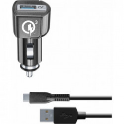 Cellularline USB CAR CHARGER KIT QC - TYPE-C HUAWEI, LG, ASUS... Caricabatterie da auto veloce per dispositivi di ultima