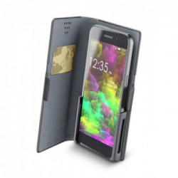 Cellularline Slide & Click - Smartphones fino a 5.4 " Custodia a libro multicompatibile effetto pelle Nero