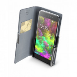 Cellularline Slide & Click - L: (Misure max telefono: 90mm * 170mm) Custodia a libro multicompatibile effetto pelle Nero