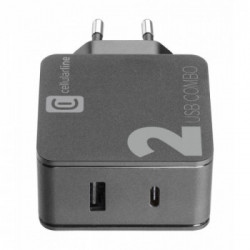 Cellularline Multipower 2 Combo - MacBook and iPhone Caricabatterie per Computer Portatile dotati di porta USB-C e Smartphone,