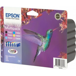 Epson Hummingbird T080740 Multipack Ink Cartridge Originale Nero, Ciano, Ciano chiaro, Magenta chiaro, magenta, Giallo
