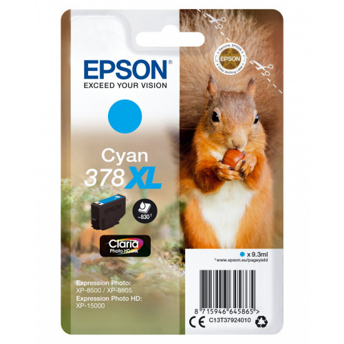 Epson Squirrel Singlepack Cyan 378XL Claria...