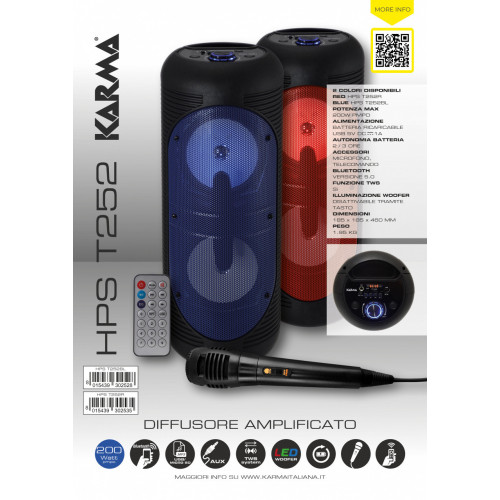 Karma Italiana HPS T252BL altoparlante 1-via...