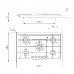 Foster 7601 866 - Piano Cottura a Gas, 5 Fuochi, 80.3 cm, Copper