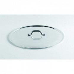 Pentole Agnelli 'Family Cooking Alluminio', Coperchio lucido piano con orlo e ponticello Ø 34 cm