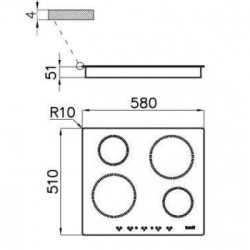 Foster 7370 300 - Piano Cottura ad Induzione S1000 Sopratop o Filotop, Vetroceramica Nero, 58x51 cm