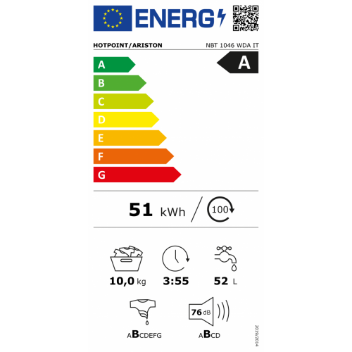 Hotpoint NBT 1046 WDA IT - Lavatrice a Carica...