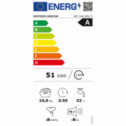 Hotpoint NBT 1046 WDA IT - Lavatrice a Carica Frontale, 10 Kg, 1400 Giri, Inverter, Vapore, Classe A