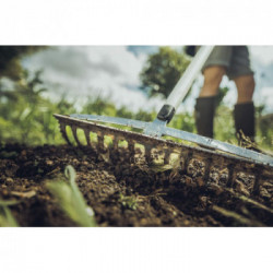 Fiskars 1027039 Rastrello Con 13 Denti, Lunghezza: 164 Cm, Larghezza: 37,3 Cm, Nero/Arancione, Alluminio/Plastica, Xact, M