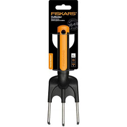 Fiskars 1000728 Sarchiello Con 3 Denti, Lunghezza: 25 Cm, Denti In Acciaio Inossidabile, Nero/Arancione, Premium