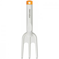 Fiskars 1027034 Sarchiello Con 3 Denti, Lunghezza: 26,3 Cm, Bianco/Arancione, Fibercomp/Acciaio Di Qualità, Light