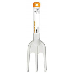 Fiskars 1027034 Sarchiello Con 3 Denti, Lunghezza: 26,3 Cm, Bianco/Arancione, Fibercomp/Acciaio Di Qualità, Light