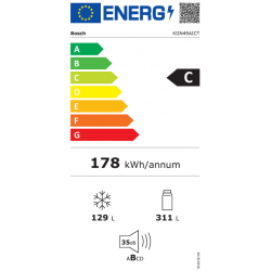 Bosch KGN49AICT - Frigorifero Combinato da Libera Installazione, Serie 6, NoFrost, 400 Litri, WiFi, Classe C, 203 x 70 cm 