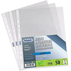 Favorit Punced Pockets Open on Two Sides cartellina e accessori A4 Trasparente 50 pz