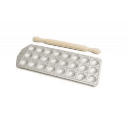 CALDER RAVIOLATORE ALLU 24PZ ROTONDI+MATTARELLO 32X12CM CALDER