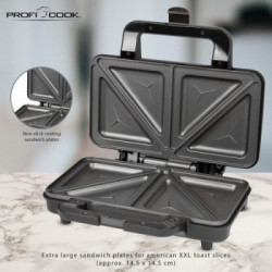 Profi-Cook ST1092 - Tostapane, Tostiera, Acciaio Inox, 900 Watt