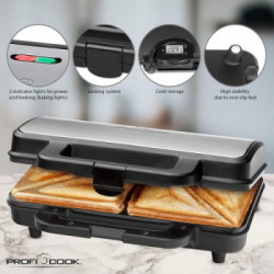 Profi-Cook ST1092 - Tostapane, Tostiera, Acciaio Inox, 900 Watt
