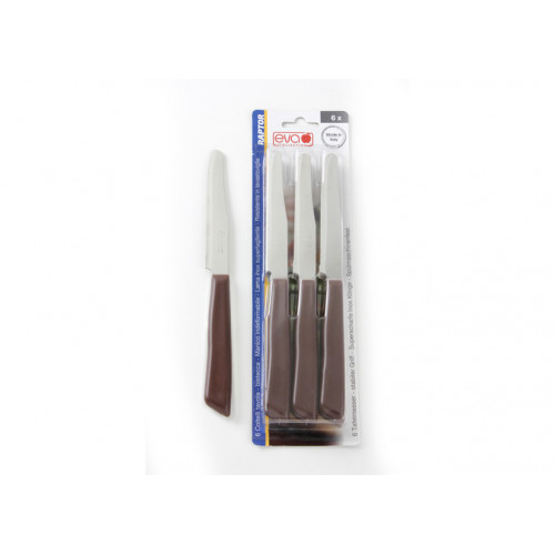 Eva 053133 - 6 Coltelli da Tavola, 11 CM Marrone