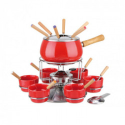 Eva 070617 - Set per Fonduta, 23 Pezzi, Acciaio Smaltato, Rosso