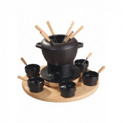 Eva 070351 - Fonduta in Ghisa, Base in Legno di Betulla, 24 PZ