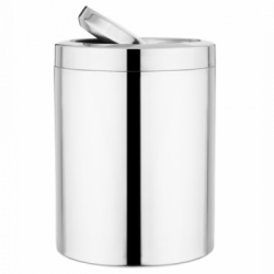 Eva, Portarifiuti da tavola con coperchio basculante in acciaio inox lucido, misure: Ø 13 x 17,5 cm
