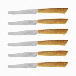 INOXBONOMI, 6 COLTELLI TAVOLA 11CM MANICO COLOR ROVERE         