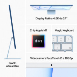 Apple iMac 24" con display Retina 4.5K (Chip M1 con GPU 7-core, 256GB SSD) *ESTENSIONE GARANZIA3 3 ANNI IN PIU' in omaggio*