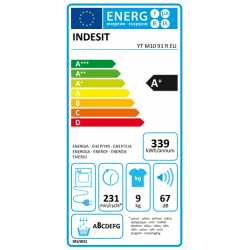 Indesit YT M10 81 R EU - Asciugatrice a Pompa di Calore, 9 Kg, Classe A+