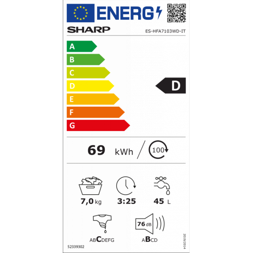 Sharp ES-HFA7103WD-IT - Lavatrice a Carica...