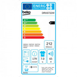 Beko DRXS722W - Asciugatrice Slim a Pompa di Calore, 7 Kg, A++