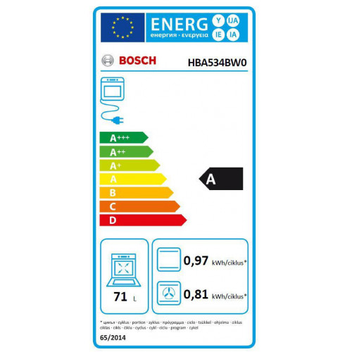Bosch HBA534BW0 - Forno da Incasso, Serie 4,...