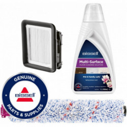 Bissell 2815 Kit Pulizia Pavimenti Formula Detergente 2x1Lt., Spazzola Rotante Multisuperficie con 1 Filtro