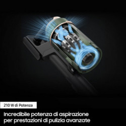 Samsung BESPOKE Jet complete extra, Scopa Elettrica Senza Filo Senza Sacchetto, Potenza 210 watt, woody green