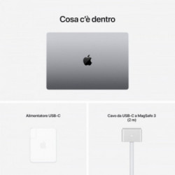 Apple MacBook Pro 16" chip M1 Pro 10‑core CPU 16‑core GPU 512GB SSD Grigio *ESTENSIONE GARANZIA3 3 ANNI IN PIU' in omaggio*