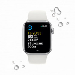 Apple Watch SE GPS + Cellular 40mm Cassa in Alluminio color Argento con Cinturino Sport Band Bianco - Regular